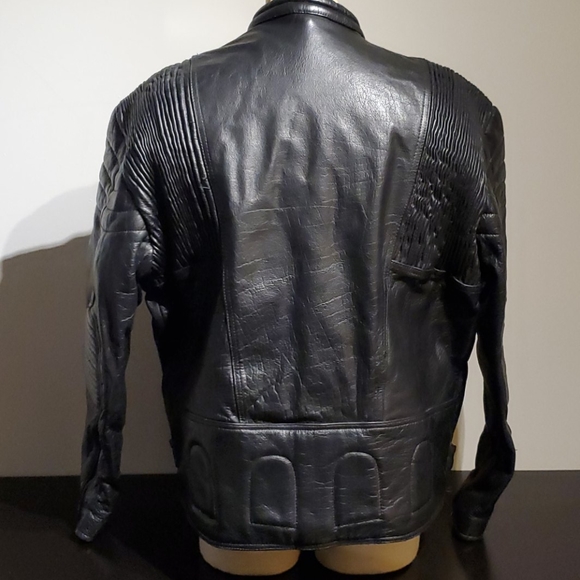 Bonus Leather Padded Double Zip Motorcycle Jacket - Picture 15 of 15